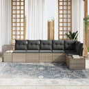 Havesofa Sæt med pude 6 pcs Lysegrå polyrattan