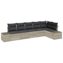 Havesofa Sæt med pude 6 pcs Lysegrå polyrattan