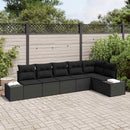 Havesofa Sæt med pude 6 pcs Sort polyrattan