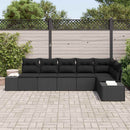 Havesofa Sæt med pude 6 pcs Sort polyrattan
