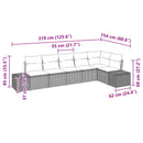 Havesofa Sæt med pude 6 pcs Brun polyrattan
