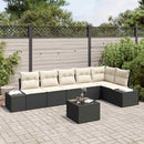 Havesofa Sæt med pude 7 pcs Sort og Cream polyrattan