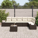Havesofa Sæt med pude 7 pcs Brun og Creme polyrattan