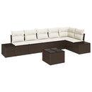 Havesofa Sæt med pude 7 pcs Brun og Creme polyrattan