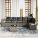 Havesofa Sæt med pude 7 pcs Grå polyrattan