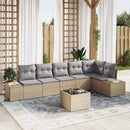 Havesofa Sæt med pude 7 pcs Beige og grå polyrattan