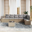 Havesofa Sæt med pude 7 pcs Beige og grå polyrattan
