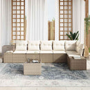 Havesofa Sæt med pude 7 pcs Beige og creme polyrattan