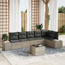 Havesofa Sæt med pude 7 pcs Lysegrå polyrattan