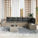 Havesofa Sæt med pude 7 pcs Lysegrå polyrattan