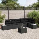 Havesofa Sæt med pude 7 pcs Sort polyrattan