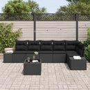 Havesofa Sæt med pude 7 pcs Sort polyrattan