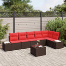 Havesofa Sæt med pude 7 pcs Brun polyrattan