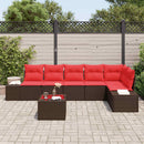 Havesofa Sæt med pude 7 pcs Brun polyrattan