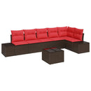 Havesofa Sæt med pude 7 pcs Brun polyrattan