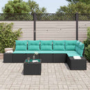 Havesofa Sæt 7 stk. Sort polyrattan