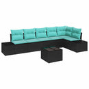 Havesofa Sæt 7 stk. Sort polyrattan