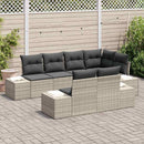 Havesofa Sæt med pude 7 pcs Lysegrå polyrattan