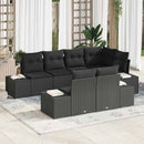 Havesofa Sæt med pude 7 pcs Sort polyrattan