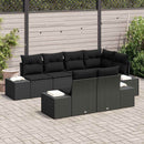 Havesofa Sæt med pude 7 pcs Sort polyrattan