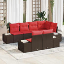 Havesofa Sæt med pude 7 pcs Brun polyrattan