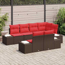 Havesofa Sæt med pude 7 pcs Brun polyrattan