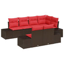 Havesofa Sæt med pude 7 pcs Brun polyrattan