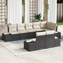 Havesofa Sæt med pude 8 pcs Sort og Cream polyrattan