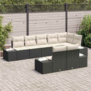 Havesofa Sæt med pude 8 pcs Sort og Cream polyrattan