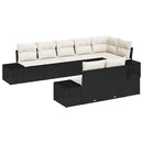 Havesofa Sæt med pude 8 pcs Sort og Cream polyrattan