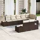 Havesofa Sæt med pude 8 pcs Brun og Creme polyrattan
