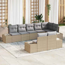 Havesofa Sæt med pude 8 pcs Beige og grå polyrattan