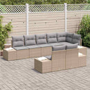 Havesofa Sæt med pude 8 pcs Beige og grå polyrattan
