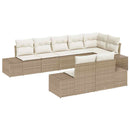 Havesofa Sæt med pude 8 pcs Beige og creme polyrattan