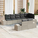Havesofa Sæt med pude 8 pcs Lysegrå polyrattan