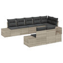 Havesofa Sæt med pude 8 pcs Lysegrå polyrattan