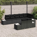 Havesofa Sæt med pude 8 pcs Sort polyrattan