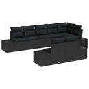 Havesofa Sæt med pude 8 pcs Sort polyrattan