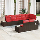 Havesofa Sæt med pude 8 pcs Brun polyrattan