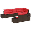 Havesofa Sæt med pude 8 pcs Brun polyrattan