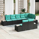 Havesofa Sæt 8 stk. Sort polyrattan