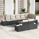 Havesofa Sæt med pude 9 pcs Sort og Cream polyrattan
