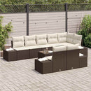 Havesofa Sæt med pude 9 pcs Brun og Creme polyrattan
