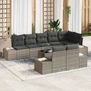 Havesofa Sæt med pude 9 pcs Grå polyrattan