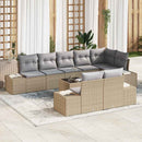 Havesofa Sæt med pude 9 pcs Beige og grå polyrattan