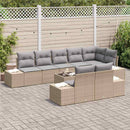 Havesofa Sæt med pude 9 pcs Beige og grå polyrattan
