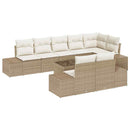 Havesofa Sæt med pude 9 pcs Beige og creme polyrattan