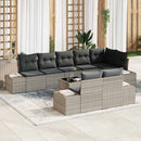 Havesofa Sæt med pude 9 pcs Lysegrå polyrattan