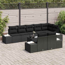 Havesofa Sæt med pude 9 pcs Sort polyrattan