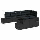 Havesofa Sæt med pude 9 pcs Sort polyrattan
